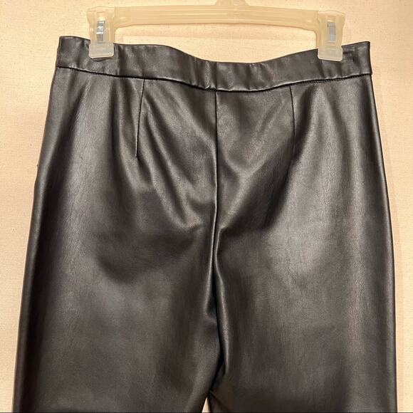 Zara Black Leather Ruffle Hem Pants - Picture 5 of 11